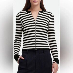 Madewell Stripe Zip Front Cardigan - Size Medium